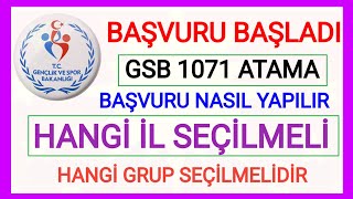 BAÅžVURU BAÅžLADIâœ…TOPLAMDA 81 Ä°L KONTENJAN VE GRUP TABLOSUâœ…GSB 1071 GENÃ‡LÄ°K Ã‡ALIÅžANI BAÅžVURUSU NASIL âœ… [upl. by Llyrehc]