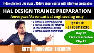 kutta joukowski theorem  HAL DESIGN TRAINEE  GATE Aerospace engineering  online classes and test [upl. by Anaed]