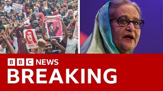 Bangladesh PM resigns and flees country as protesters storm palace  BBC News [upl. by Nillek]