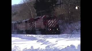 Guilford Rail Systems EDMO Shelburne Falls Massachusetts 01122003 with Canadian Pacific Power [upl. by Akemet]