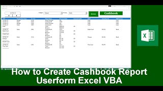 Create Cashbook Report Userform Excel VBA [upl. by Garibull]