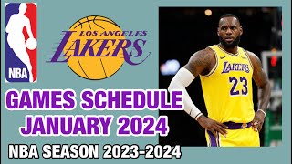 LOS ANGELES LAKERS GAMES SCHEDULE JANUARY 2024  NBA SEASON 202324 [upl. by Evadne]