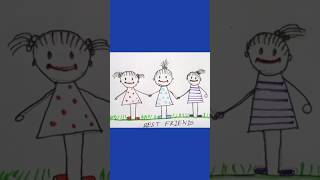 Easy Best friend drawing video  How to draw Best Friends Easy  BabysEasyArt24 [upl. by Jorey]