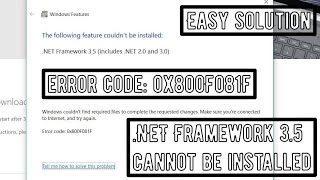 NET Framework cannot be installed  Error 0x800f081f  Quick and easy solution  Windows 1011 [upl. by Parthena45]