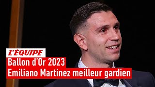 Ballon dOr 2023  Emiliano Martinez Aston Villa remporte le Trophée Yachine du meilleur gardien [upl. by Mayes701]