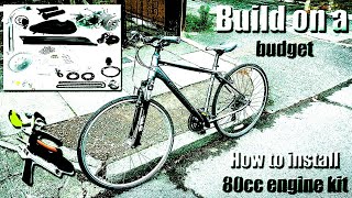 How to install an 80cc 2 stroke bicycle engine kit  build on a budget [upl. by Atirak]