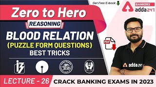 Blood Relation  Puzzle Form Questions  Adda247 Banking Classes  Lec 26 [upl. by Nnailuj]