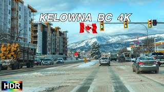 Driving Kelowna BC Canada 4K HDR  After Snow Storm 2024 [upl. by Alatea]