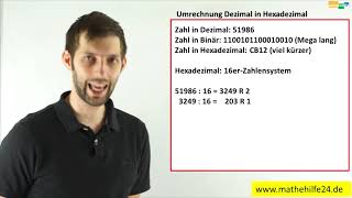 Umrechnung Dezimal in Hexadezimal umrechnen  Mathematik [upl. by Aicertal]