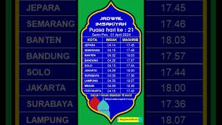 Jadwal Imsakiyah 2024 Puasa Hari Ke 21 puasaramadhan jadwalimsak jadwalsalat [upl. by Teragram]