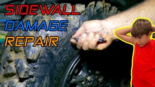 Sidewall Slug or Plug it We have found the Best way to repair your tire sidewall damage trail side [upl. by Aihseyt]