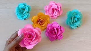 How to make Realistic Easy paper Roses  Paper flower DIY Rose flower making [upl. by Mimi864]