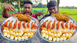 Eating spicy full chicken curry and shrimp curry with rice 🍤 🦐 🦐 [upl. by Adnalra]