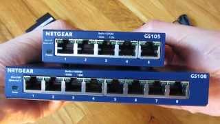 NetGear ProSafe GS108 vs GS105 GigaBit Switch Side by Side Comparison [upl. by Rozella]