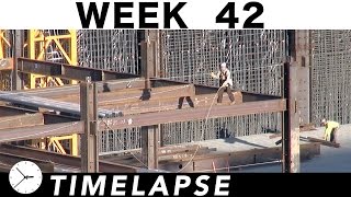 1week construction timelapse with 22 closeups Ⓗ Week 42 Structural steel allday concrete pour [upl. by Enelrahc]