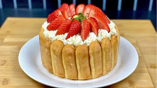 RECETTE IDÉALE POUR LE RAMADAN LA CHARLOTTE AUX FRAISES FAÇON FRAISIER SANS CUISSON EXCELLENTE [upl. by Tnelc6]