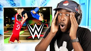 Reacting to WWE Moves at the Trampoline Park [upl. by Harewood61]