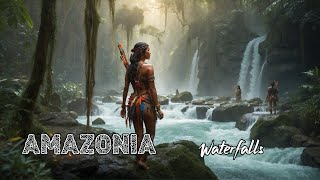 Native Amazonians  Part 2  Rainforest Waterfalls  Peaceful Pan Flute  Relaxing Music [upl. by Adnolat]