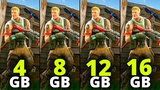 Fortnite  4gb vs 8gb vs 12gb vs 16gb  Ram Test [upl. by Ainaznat]