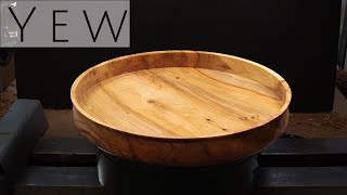 Woodturning  Yew Platter with cracks [upl. by Brackely676]