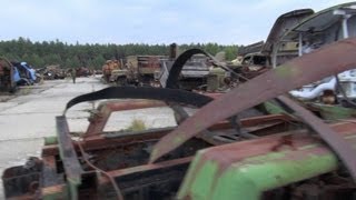 chernobyl 2012 II the radioactive cemetery of vehicles burjakivka Бурякiвка [upl. by Lledyl]