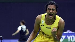 India Open 2017 final  PV Sindhu defeats Carolina Marin 2119 2116 [upl. by Anaehr]