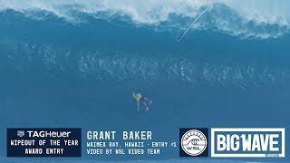 Grant Baker at Waimea Bay 1  2016 TAG Heuer Wipeout of the Year Entry  WSL Big Wave Awards [upl. by Siva872]