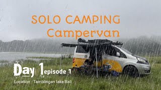 SOLO CAMPING in the Lake with Rain  Campervan nissan Evalia  Tamblingan lake  relaxing camp ASMR [upl. by Ydur]