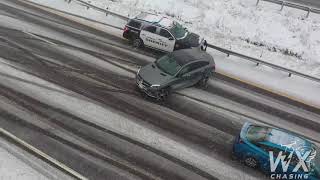 992020 Cars sliding on icy roads early season snow for Colorado and Wyoming [upl. by Neetsyrk637]