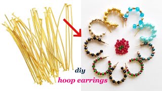 diyHoop Earrings With Head PinsQuick and easy earrings with in 5mtsMake daily wear earrings [upl. by Aihsekel]