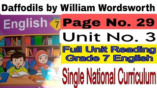 The Daffodils by William Wordsworth Unit No 3 Page No 29 Full Unit reading Grade 7 English [upl. by Nolava]