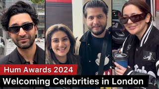 Celebrities arriving in London for HUM Awards 2024  Hania Aamir Mahira Khan Ahad Raza Mir [upl. by Ynnal]