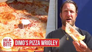 Barstool Pizza Review  Dimos Pizza Wrigley Chicago IL [upl. by Atirabrab]