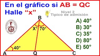 CONGRUENCIA DE TRIANGULOS NIVEL INTERMEDIO ADMISION UNI GEOMETRIA [upl. by Euf]