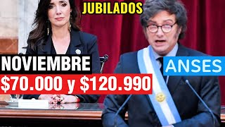 BONO OFICIALIZADO 120990 y 70000➕Doble Bono en Noviembre para Jubilados y Pensionados de ANSES [upl. by Anitak]