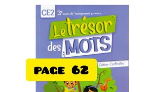 page 62 cahier dactivité le trésor des mots grammaire [upl. by Correy]