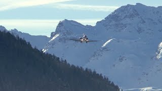 Bombardier Global 6000 MASRI beautiful landing amp takeoff at St Moritz  Samedan Airport [upl. by Ji]