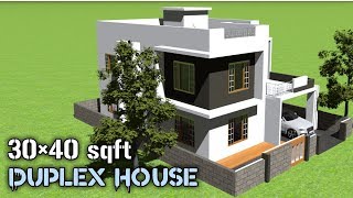 Modern Duplex House Plan 1200sqft  3 bedroom  3040 duplex house plan [upl. by Nodnal]