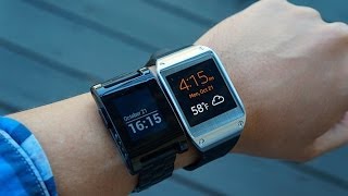 Galaxy Gear vs Pebble  Pocketnow [upl. by Proudlove159]