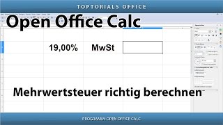 Mehrwertsteuer MwSt Umsatzsteuer USt richtig berechnen OpenOffice Calc [upl. by Mikey404]