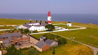 Souter Lighthouse Drone aerial view South Shields UK DJI mini mavic drone [upl. by Aldous887]