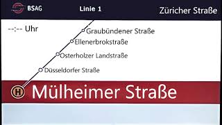 BSAG Bremen Alte Ansagen Linie 1 Erkelenzer Straße bis Züricher Straße [upl. by Ahmed]