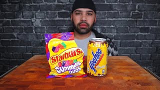 ASMR CANNED CHOCOLATE MILK amp STARBURST GUMMIES CANDY REVIEWRAMBLE [upl. by Virgilio]