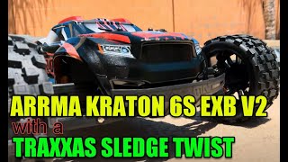 ARRMA KRATON 6s EXB V2 HOBBYWING 1650KV G2 COMBO WITH TRAXXAS SLEDGE BODY [upl. by Adihsar]