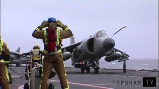 HMS Illustrious Sea Harrier flight deck flying operations [upl. by Macintosh]