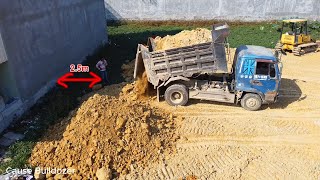 Wonderful full video Work complete 99 in process dozer pour stone delete pond with dump trucks [upl. by Dorrie429]