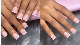 How To Do A French Acrylic Overlay On Short Natural Nails  Beginner Friendly Tutorial [upl. by Ledarf892]