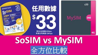 33儲值卡激戰 3hk SoSIM vs CMHK MySIM 大比較  更正 MySIM提供MNP [upl. by Eadith]