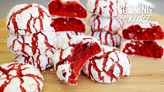 Red Velvet Crinkle Cookies Fudgy with SoftBaked Center amp Crackled Texture  Cooking with Kurt [upl. by Caines920]