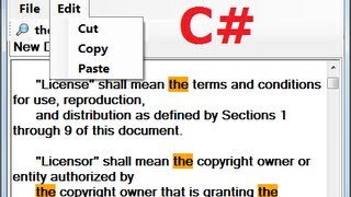 C Tutorial 68 How to make a Tabbed Notepad In C  ManuStrip CutCopyPasteOpenSave Part2 [upl. by Acirtal733]